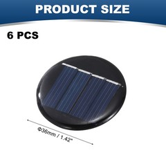 6pcs 2V 0.08W 40mA Round Solar Panels, for Photovoltaic Cells