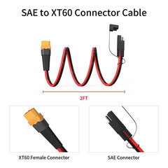 10AWG XT60 to SAE Connector Extension Cable with SAE Polarity Reverse Adapter fo