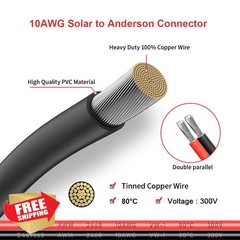 ELFCULB 10AWG 2FT Solar Panel to Anderson Connector Cable