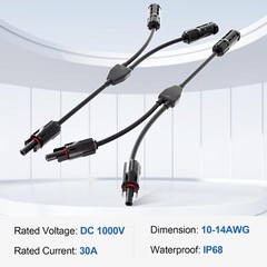 Solar Panel Y / T Branch Cable Connection Waterproof Adapter Connector Extension