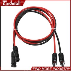 Findmall 5 Feet 10AWG Black + Red Solar Panel Extension Cable Wire Connector
