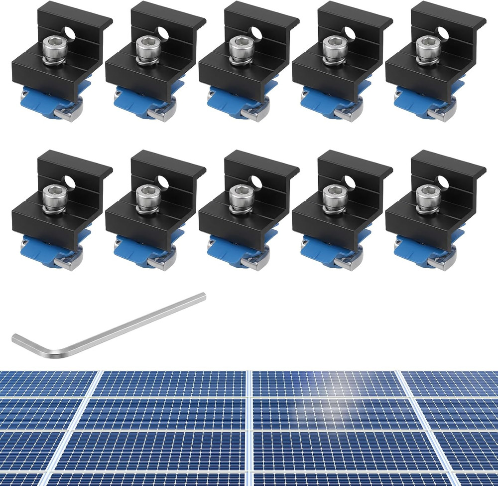 10Pcs Solar Panel End Clamp for Standard Unistrut, Aluminum 30Mm/35Mm Solar Pane