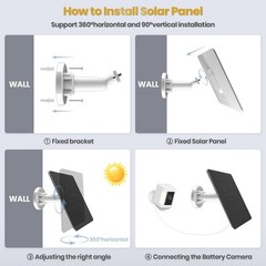 2 Pack Solar Panel Charger 6W for Battery Powered Cameras with 9.8ft Cable