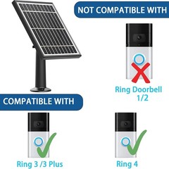 Solar Panel Compatible with Video Doorbell 3/3 Plus/4, Waterproof Charge Cont…