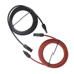6mm²/10AWG 1 Pair 15ft Black + Red Solar Panel Extension Cable Wire Connector