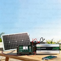 2200W Real Power Solar System Complete Kit 80W Panel Inverter 60A Controller
