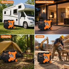Inverter Generator 8000W Outdoor Portable Generators Gas Powered Super Quiet wit