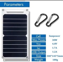 30W Solar Panel With USB Waterproof Outdoor Portable Battery Phone Charging Bank