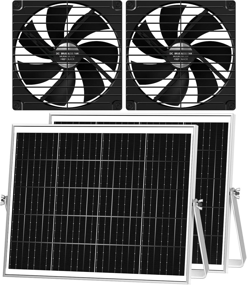 Solar Greenhouse Fan 7.1 2 Pack 25W Exhaust Intake