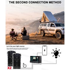SOECOPO 7000W Peak Solar System Kit 2pcs Panel for Camping RV Home charger