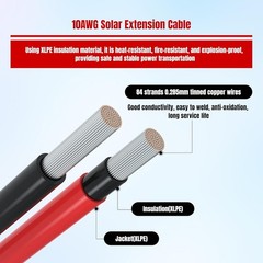 40Feet 10AWG Solar Extension Cable for Solar Panels RV Marine Camper Ferry