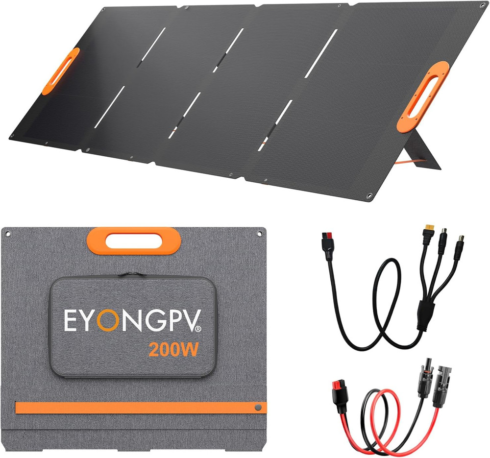 200W Foldable Solar Panel with 15Ft Cable, Waterproof for RV Camping & Power Sta