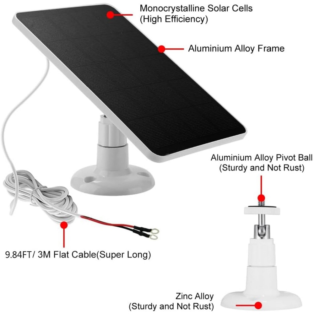 For Ring Video Doorbell 4 3 2 Solar Charger 4W with Wall Mount and 300cm Cable