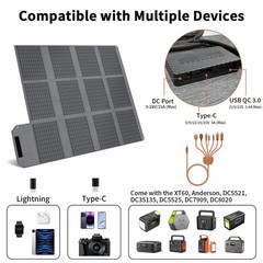 120W Portable Solar Panel USB XT60 port for BLUETTI Elite 30 100 V2 Powerstation