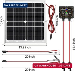 SOLPERK Solar Panel Kit 20W 12V, Waterproof Solar Battery Trickle Charger Mainta