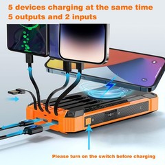 46800mah Portable Solar Mobile Phone Charger Panel Power Bank Waterproof Outdoor