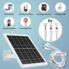 12000mAh Solar Panel with 9.8ft Cable, IP65 Waterproof for Cameras, Type-C & USB