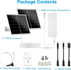 40W Solar Panel Kit and 24000Mah Battery for PTZ Security Cameras, 5V/12V Adjust