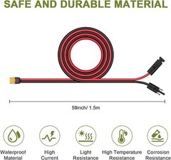 ALLPOWERS Solar Panel Connector to XT60 for Power Station 1.5M Charging Cable