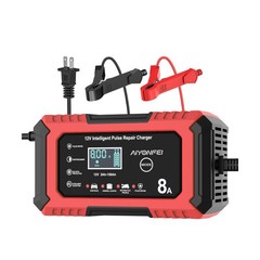 12V Battery Charger 8-Amp Smart Trickle Charger, Red | Battery Maintainer and…