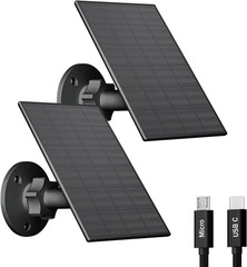 2W Solar Panel for Security Camera Outdoor, USB/USB-C Charger with IP65 Waterpro