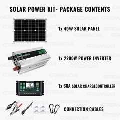 Grennova 2200W Real Power Solar Kit 60A MPPT Dual Voltage Home Backup System