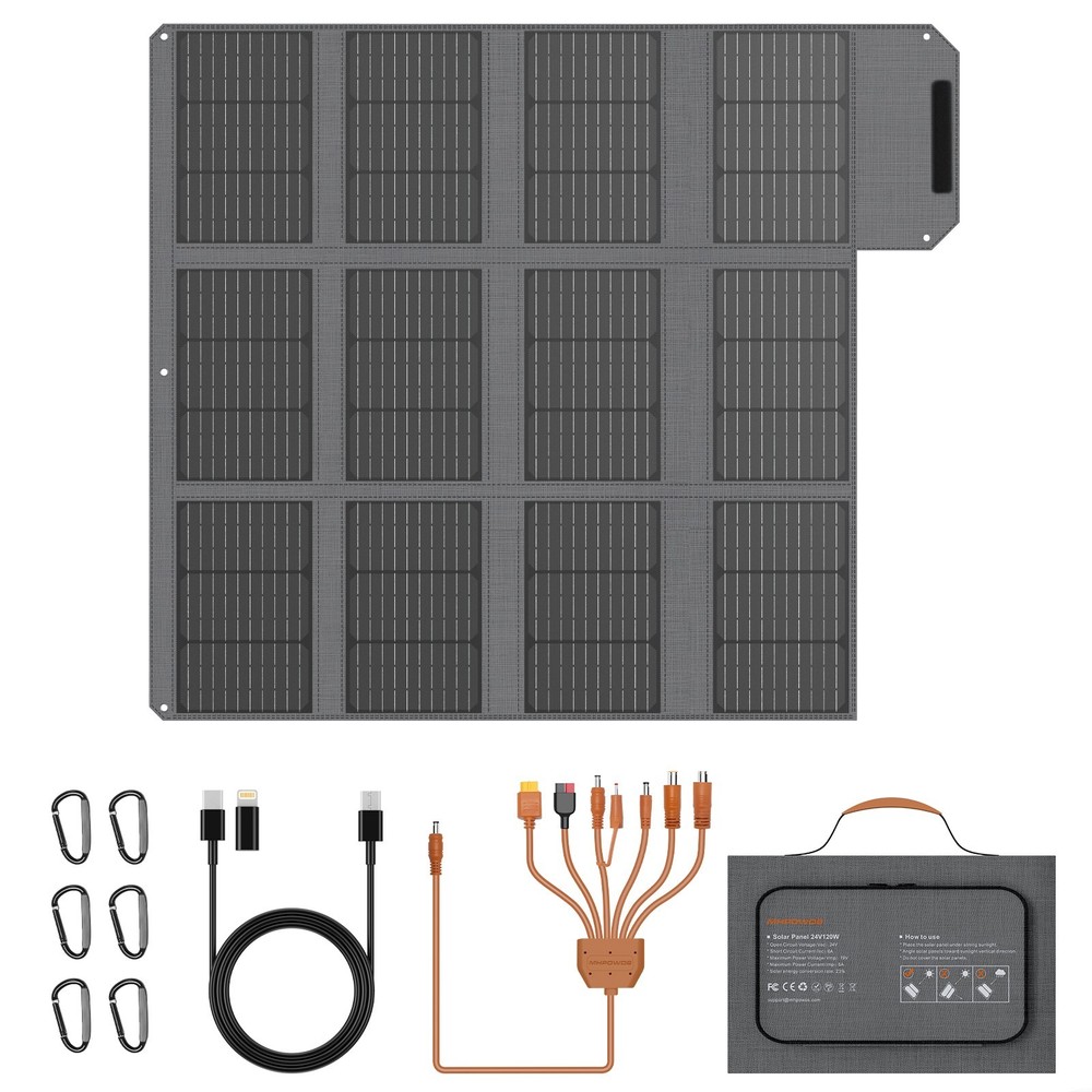 MHPOWOS 120W Portable Solar Panel Charger Foldable for Anker Solix C300 C200