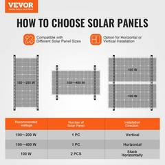 VEVOR 45-Inch Solar Panel Mount Brackets 0 – 90° Adjustable Tilt Brackets 2-Set
