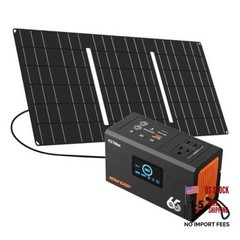 Portable Power Station 135W（270W Peak), Foldable 30W Solar Panel | Gray White