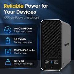 Goldenmate Back-UPS 1000VA/800W LiFePO4 Battery Backup UPS Surge Protector