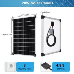 Solar Panels Kit Monocrystalline Solar Battery Maintainer 12V 10A Charge Cont…