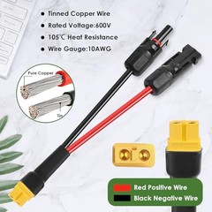 Solar to XT60 Extension Cable 10AWG Solar Connector to XT60 Adapter Cable 20FT