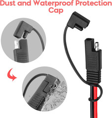 12AWG SAE Y Splitter Extension Cable with SAE Polarity Reverse Adapter 2 FT SAE