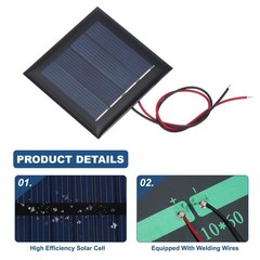 15 Pcs Mini 2V 0.26W 130mA Solar Panels for 54mm x 54mm with 2 Cables