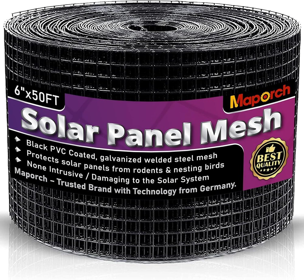 Maporch Solar Panel Bird Guard 50Ft Black Pvc Coated Steel Mesh Critter Prote…