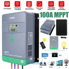 30 60 100Amp MPPT Solar Charge Controller 12V/24V/36V/48V DC Input LCD Regulator
