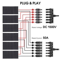 6 to 1 T Branch Connector Solar Panel Connectors Cable Splitter Coupler 1 Mal…