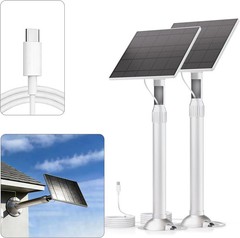 5W Solar Panel For Ring Battery Outdoor Camera With Pole 10ft USB-C Cable Mount