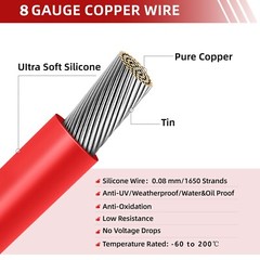 8 AWG Solar Extension Cable Wire for Anderson 50 Amp 50A SB50 Plug Connector