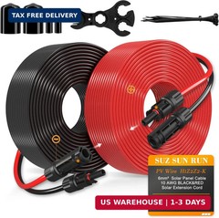 Solar Extension Cable 10AWG 6mm² 100FT PV Wire 10Gauge Adaptor Panels Cables wit