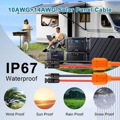 50FT Solar Panel Extension Cable – 10AWG/14AWG Waterproof Connectors for RV, Hom