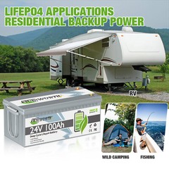 24V 100Ah LiFePO4 Lithium Battery BMS 2.56kWh for RV Off-grid Solar Marine Camp