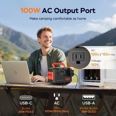 88.8Wh Portable Power Station Solar Generator 30W Panel 100W AC USB
