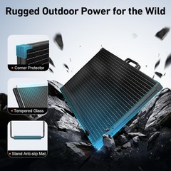 100W Foldable Solar Panel Suitcase W/ 10A Controller Gray Folds to 19.3 x 23.8