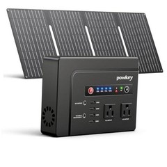 Solar Powered Generator, 200W Portable Power Station with Solar Black+Grey