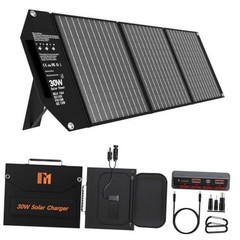 Solar Panels Charger Portable Foldable with USB-C USB-A MC4 DC | Fast 30W
