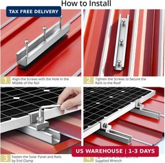 Solar Panel Roof Mounting Kit, 7.87″ Aluminium Solar Rail & Clamps | Solar