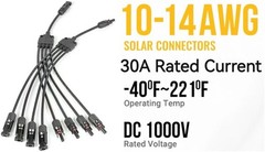 4-to-1 Solar Y Branch Connector 30A 1000V IP67 for PV Panel Parallel System
