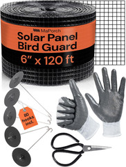 Solar Panel Bird Guard Mesh Screen – 6 in X 120 Ft Black PVC Coated Galvanized S