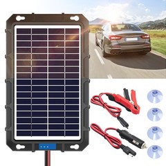 15W Solar Battery Trickle Charger&Maintainer Solar Panel Kit 12V/18V Car Camping